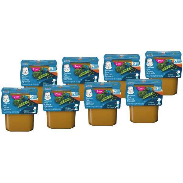 Gerber 2nd Foods Pea Carrot Spinach Baby Food 4 oz., PK16